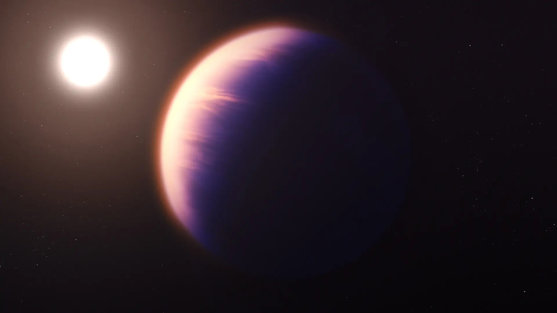 An exoplanet orbiting its star. 