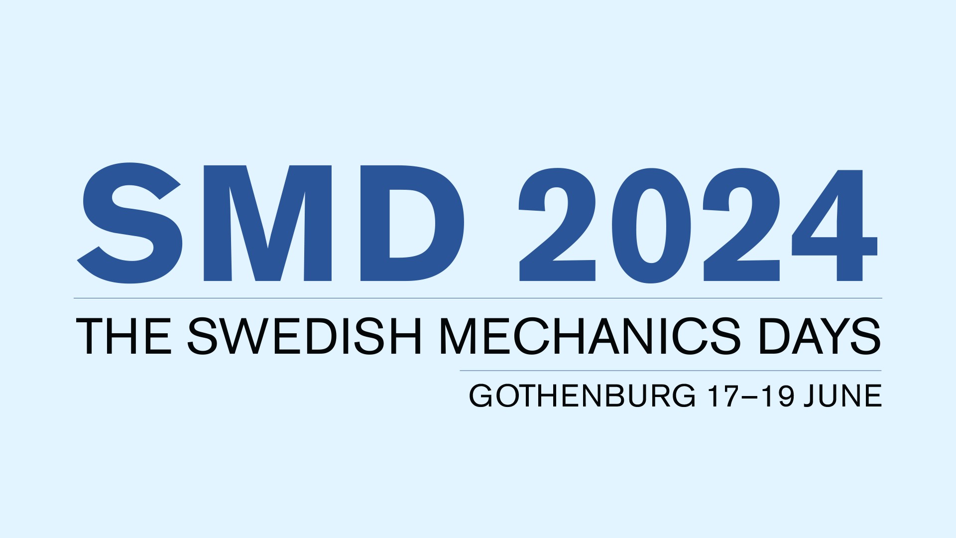 The conference logotype of the Swedish Mechanics Days 2024.