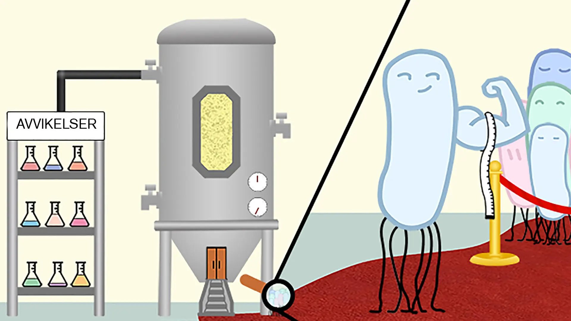 En mikroorganism visar musklerna för andra mikroorgansimer, illustration
