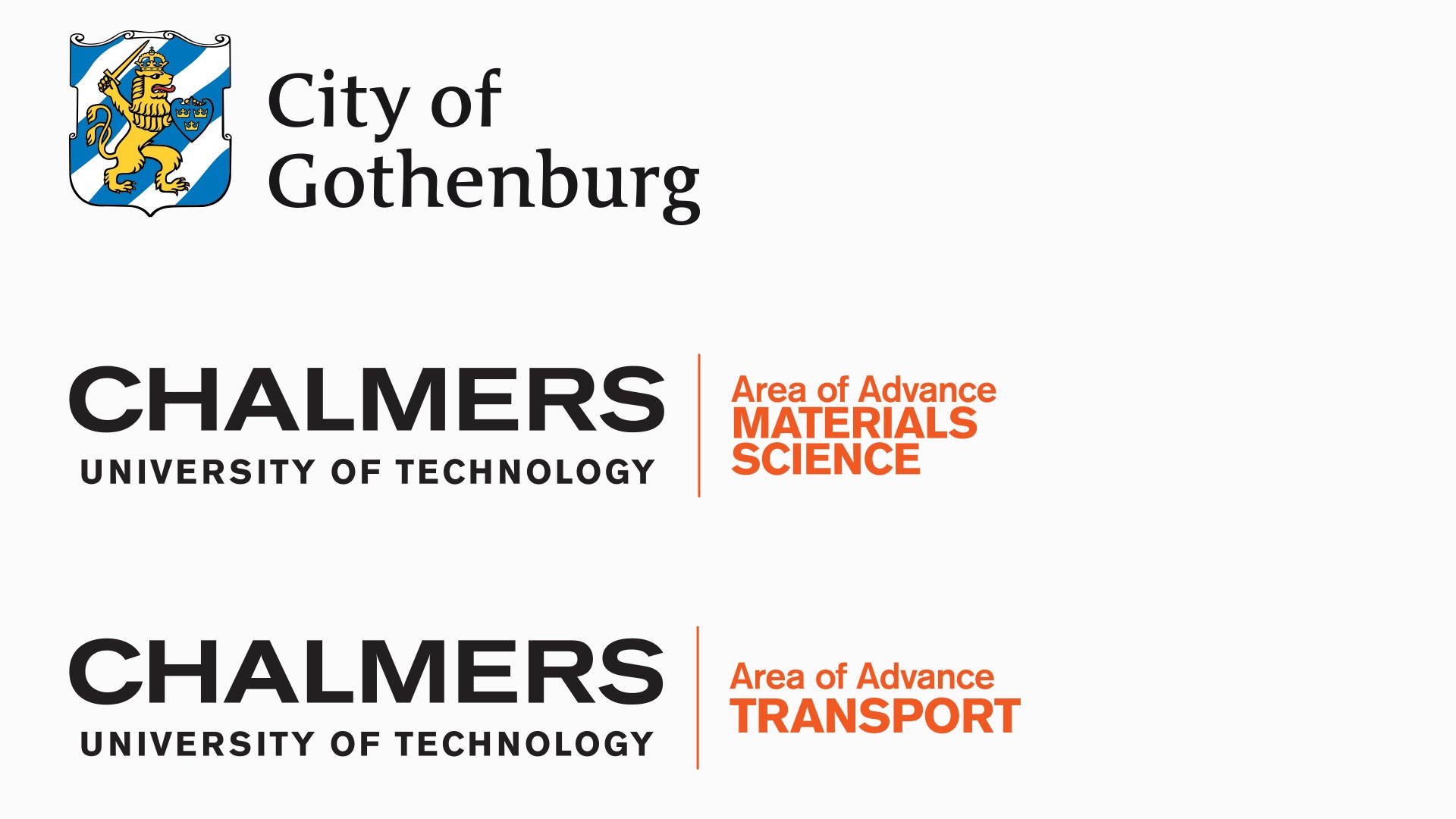 The logotypes of the conference sponsors: Göteborgs stad and Chalmers Materials Science Area of Advance.