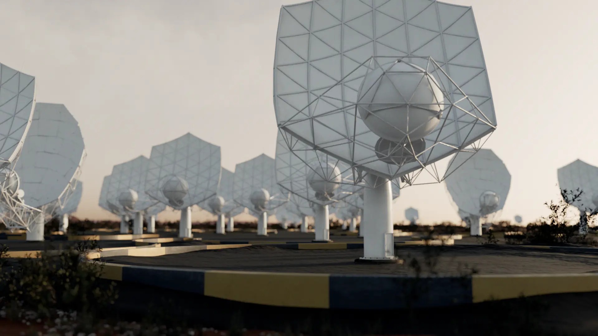 A total of 133 dish antennas will make up the telescope SKA-Mid in South Africa.   Illustration: SKAO