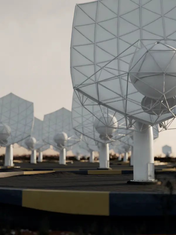 A total of 133 dish antennas will make up the telescope SKA-Mid in South Africa. Illustration: SKAO