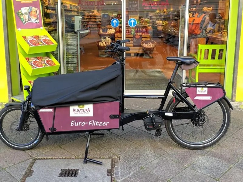 Cargo bike in front of Store