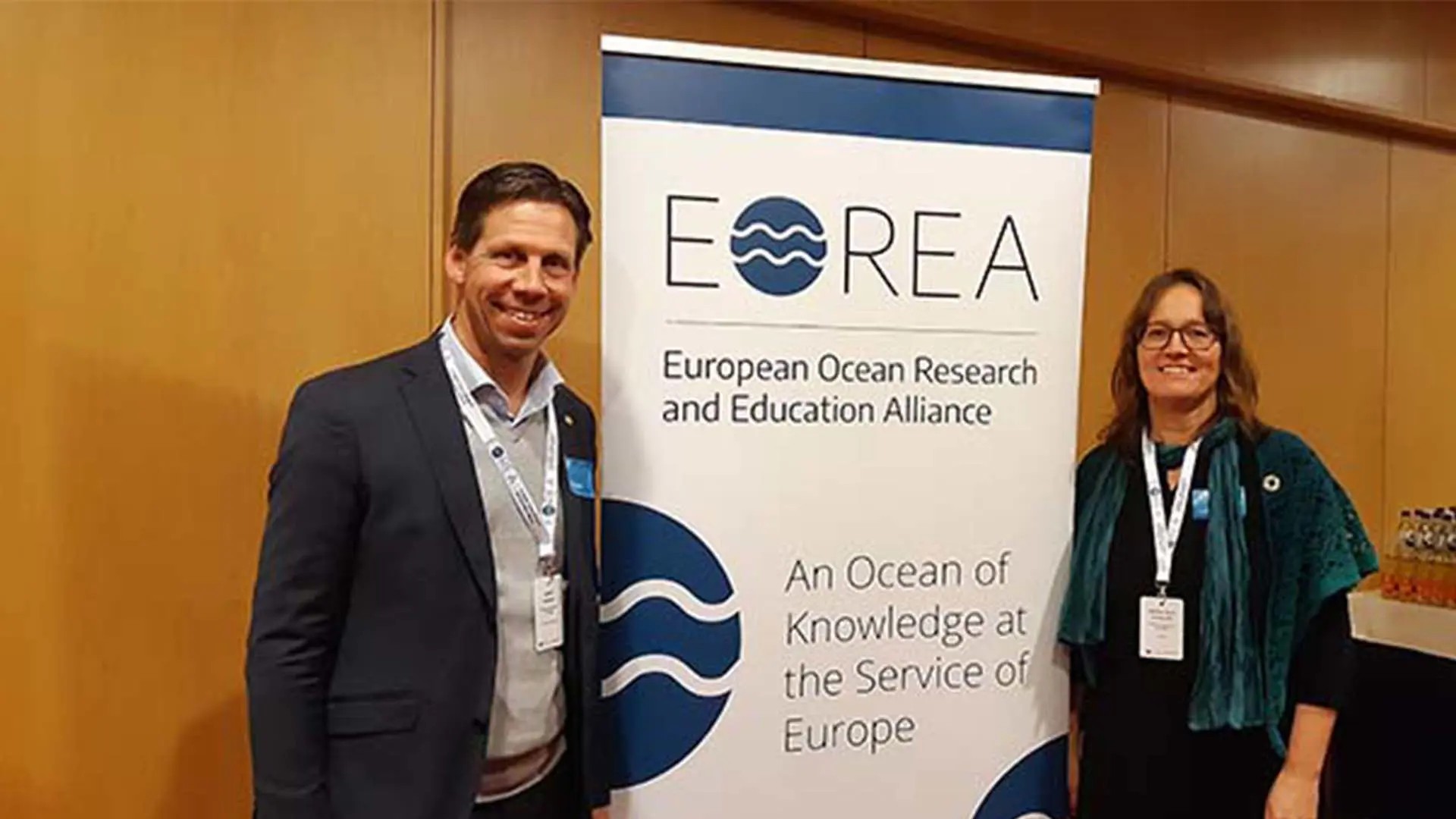 On site at the European Parliament in Brussels: Anders Palmqvist, Vice President of research and Areas of Advance at Chalmers, and Ida-Maja Hassellöv, Professor of Maritime Studies at Chalmers. ​​​