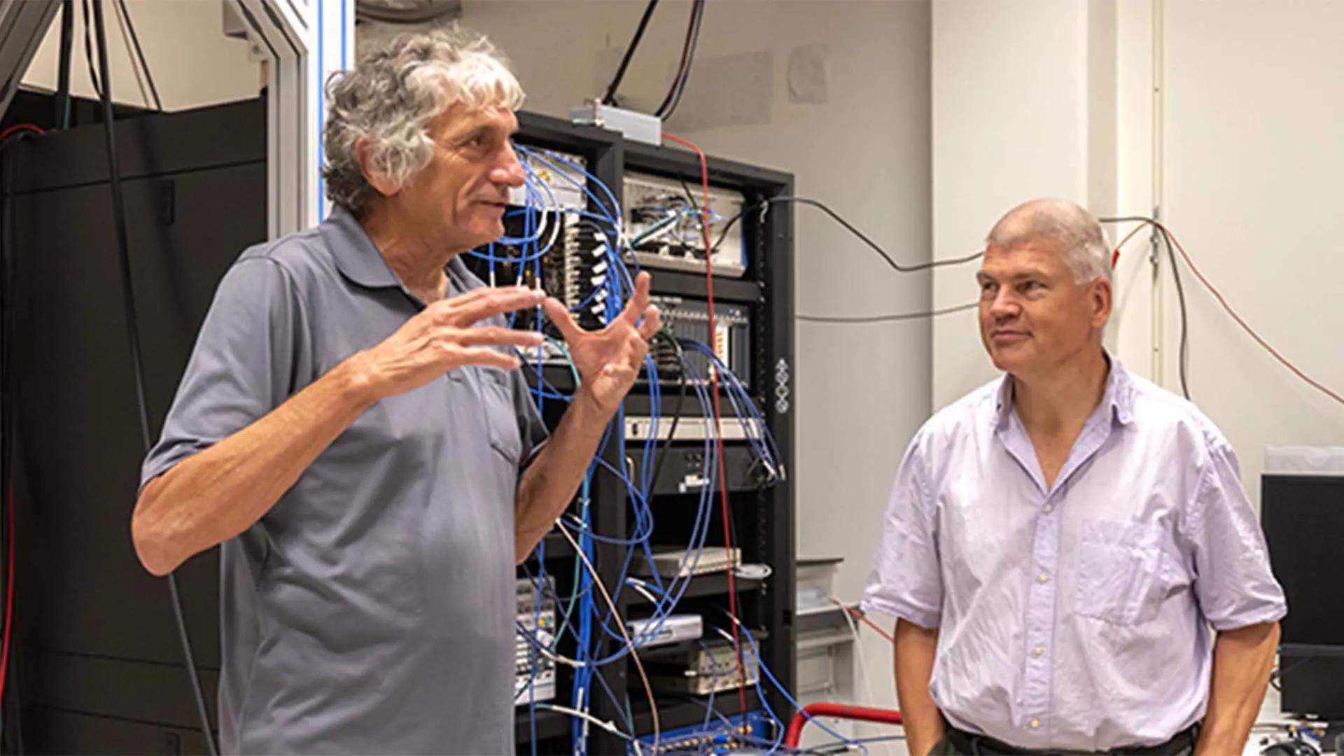 Guest researcher John Martinis, quantum computing superstar and former leader of Google’s venture in the field, with WACQT director Per Delsing in Chalmers’ quantum computing lab during his visit in 2021.​