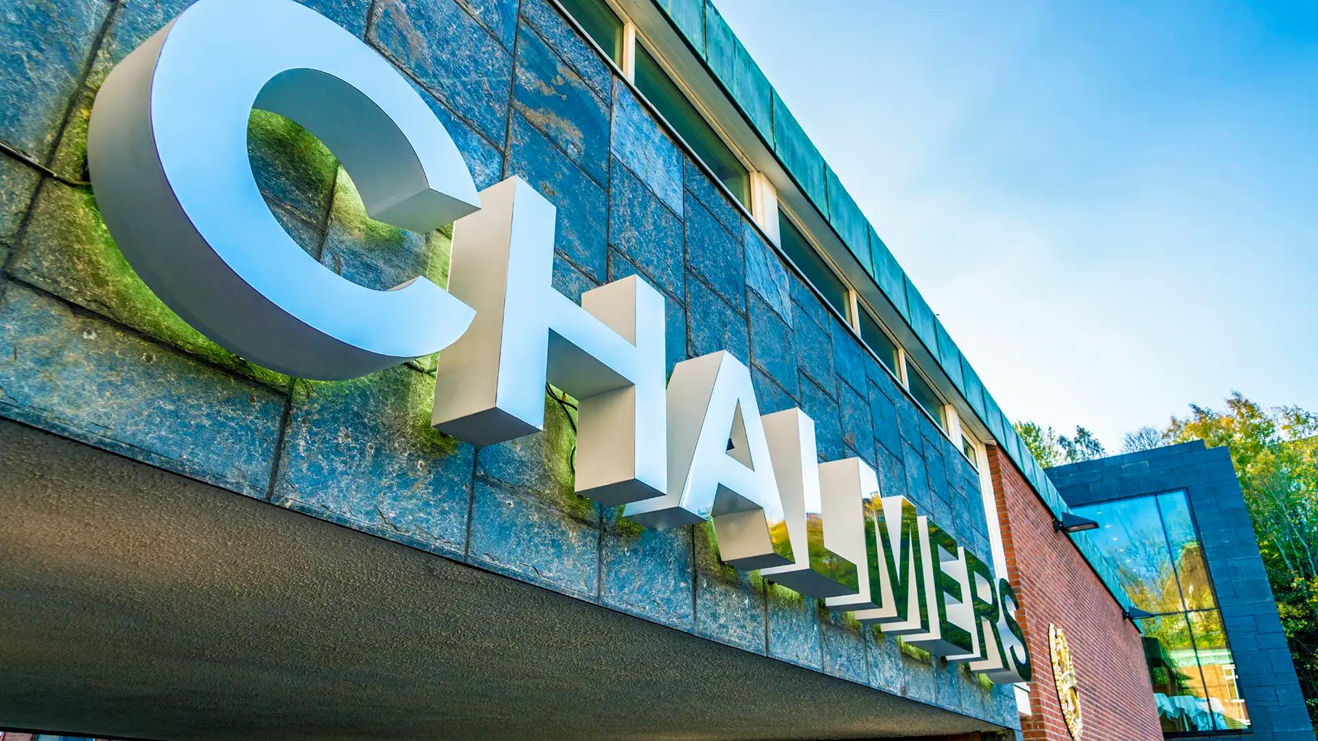 Chalmers logotype on wall.
